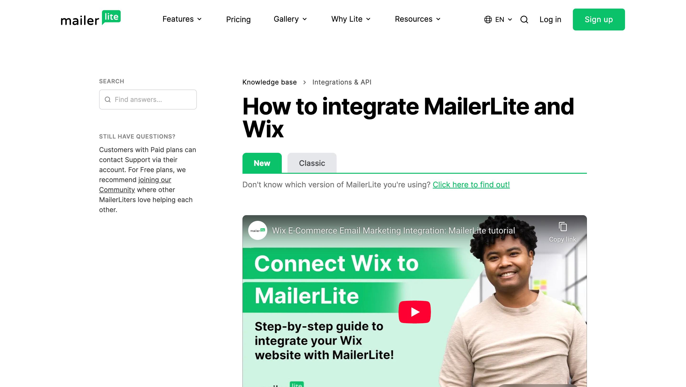 MailerLite Knowledge Base Screenshot